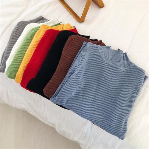 Sweater Women Fashion 2020 New Stretch Tops Women Knitted Pullovers Long Sleeve Bottoming Knitted Pullovers