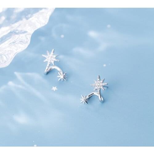 U-shaped Stud Earrings Star For Women Crystal Zircon Punk Simple Fashion Korea Charming New Student Lady Jewelry Gift BOYULIGE
