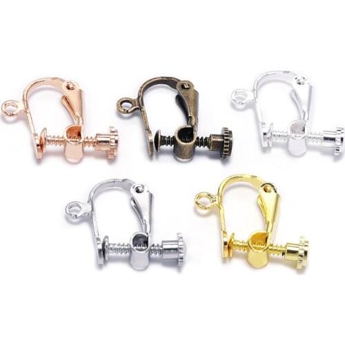 10pcs 15*13mm Brass Screw Ear Clip Earring Settings Rotate Pads Earring Findings Base Blank Bezel For Jewelry Making Supplies