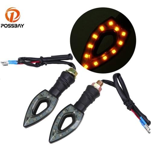 POSSBAY 1 Pair Amber Motorcycle LED Turn Signal Light Blinker Universal for Suzuki Yamaha Harley BMW Cafe Racer Indicators Lamp