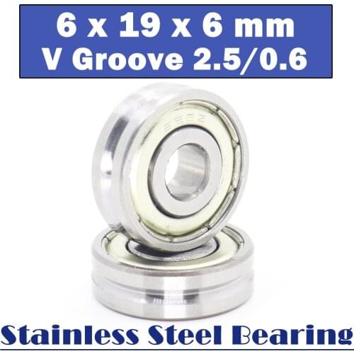 626ZZ Outer Ring With V groove Stainless Bearings 6*19*6 mm 2PCS Miniature Fishing Rod Reel Pulley V Groove Wheel Bearings