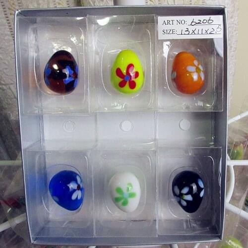 Free shipping 6pcs/lot The new glass eggs in the New Year Easter eggs Glass marbles handmade colorful glass eggs