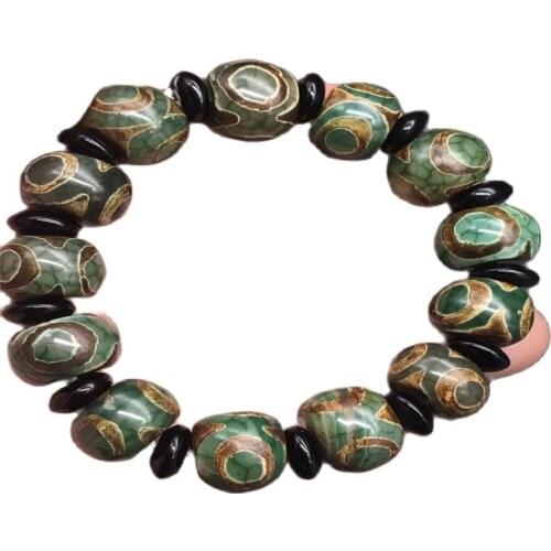 Tibetan old Tianzhu hand string Stone Bracelet line three eye beads Agate Necklace Buddha beads men and women jewelry