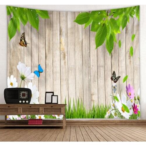 Wooden board green leaf background polyester printing fine sew tapestry background decorative fabric multiple sizes