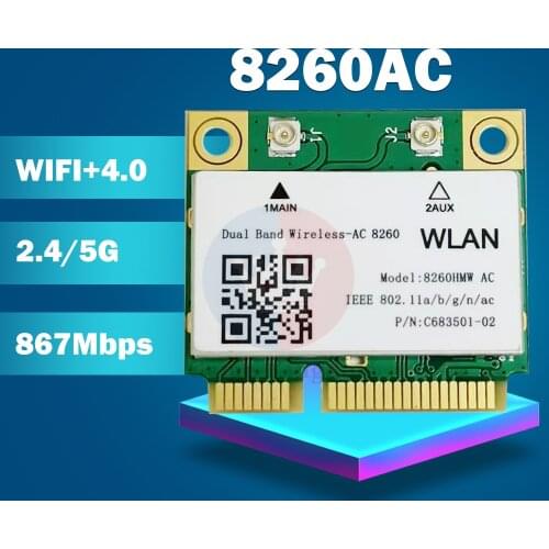 FOR INTEL Dual Band Wireless TL-8260D2W 8260AC half Mini PCI-e BT4.0 802.11AC 2.4G&5G Wireless card