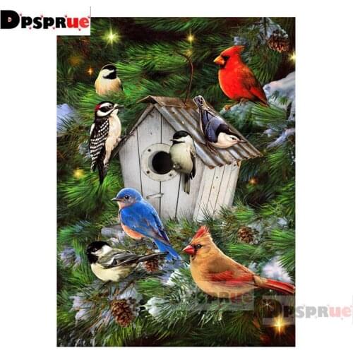 Dpsprue Full Square/Round Diamond Painting Cross Stitch Animal Bird House Diamond 3D Embroidery DIY 5D Moasic Gift DP110