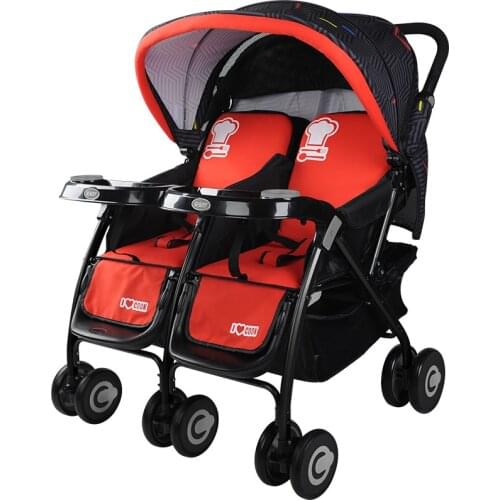 Twin Baby Stroller Can Sit, Recline, Foldable Trolley, Lightweight Double Baby Stroller