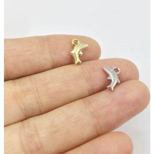 Eruifa 20pcs 10mm Tiny Dolphin Zinc alloy Jewelry DIY Charms Pendant Necklace, earring Bracelet 2 Colors