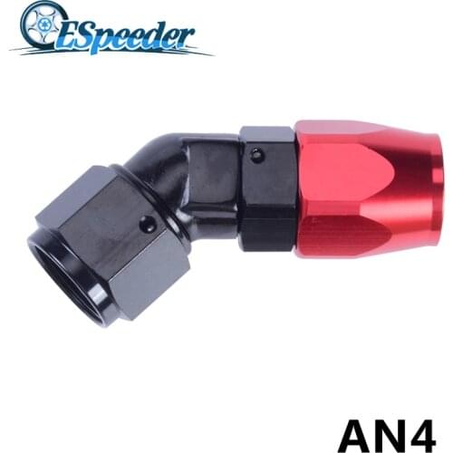 ESPEEDER AN4 Hose Fittings 45 Degree Aluminum Fittings Enforced Hose End Oil Fuel Line Adapter Hose End Fittings Red And Black