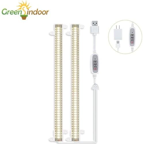Indoor Phytolamp For Plants Timer LED Grow Light Strip With Two Bars 3200K Phyto Lamp Full Spectrum For Seedlings Hydroponic Kit