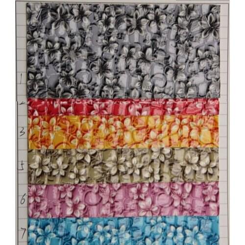 Synthetic PVC leather fabric stone embossed grain flower printed factory wholesale handbags material decoration