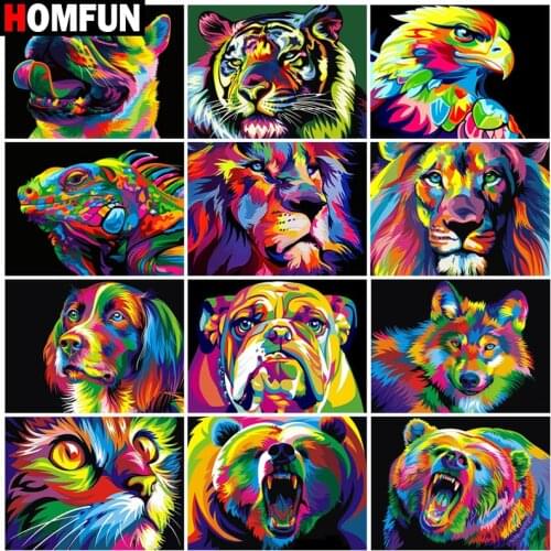 HOMFUN Rhinestone Painting Crystal Decor Diy Diamond Painting "Animal cartoon lion" 3D Cross Stitch Pattern Diamond Embroidery