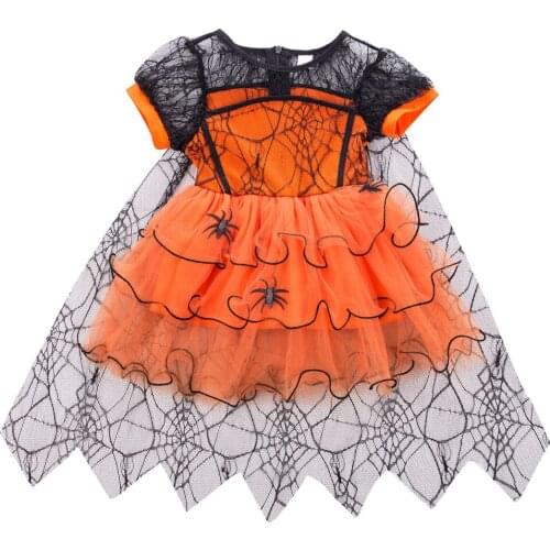Toddler Girls Witch Costume Halloween Spider Fancy Sweet Princess Festival Dress Outfit Kids Girls Dress