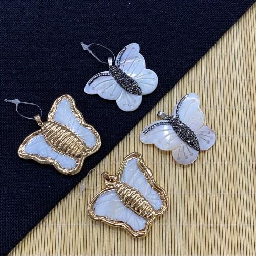Natural Freshwater Shell Pendant Butterfly-shaped Mother Shell Pearl Pendant for DIY Handmade Fashion Jewelry Accessories