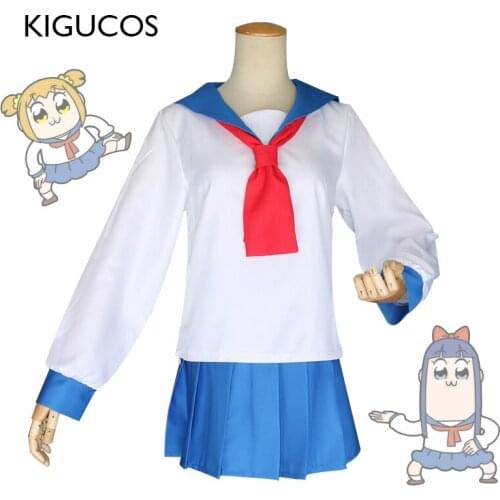 Lovely Sailor Suit Popuko and Pipimi Cosplay Costumes from Anime POP TEAM EPIC Girl Sailor Uniform Dress
