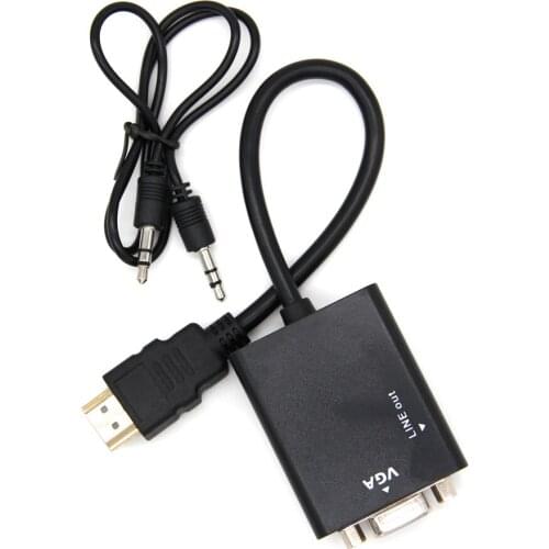 Male to Female HDMI-compatible to VGA Adapter HD 1080P Audio Cable Converter For PC Laptop TV Box Computer Display Projector