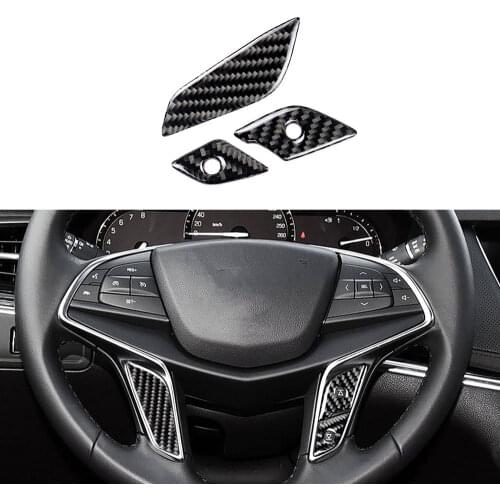 Carbon Fiber Material Steering wheel button stickers Decoration For Cadillac XT5 2016 2017 2018 2019 Auto Car Decoration