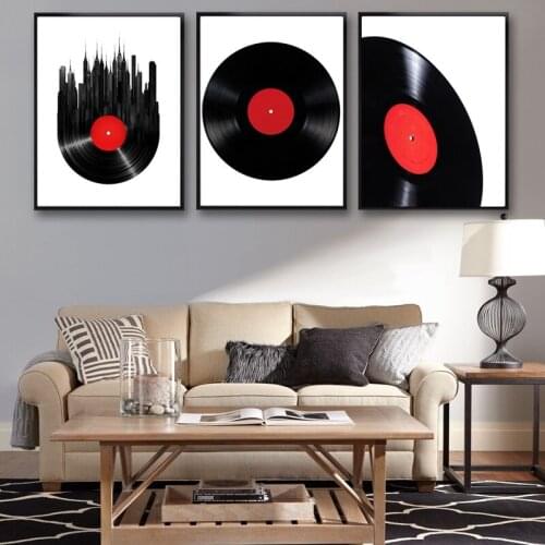 Nordic Classical Vinyl Records CD Wall Art Poster Modern Minimalist Living Room Home Decor Canvas Painting Background Frame