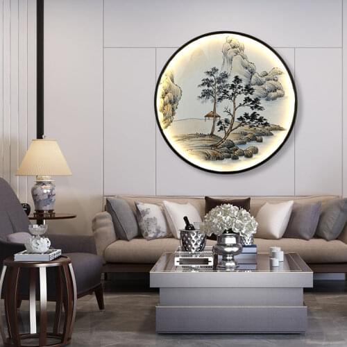 New Chinese Style Wall Lamp Living Room Wall Light Bulb Chinese Style Hand Painted Landscape Painting Modern Chinese Style Lamp