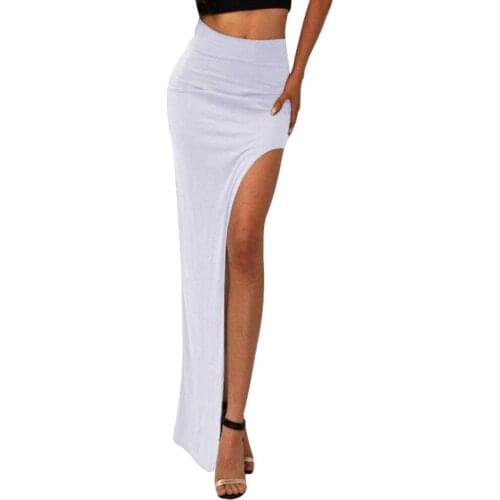 New Fashion Charming Sexy Women Lady Long Skirts Open Side Split Skirt Long High Waist High Slit Maxi Skirt Black
