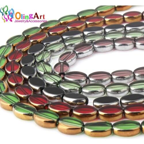 OlingArt 11 * 8MM 8pcs/lot Glass Metal Plated Crystal Multicolor mixing Oval shape bead DIY Necklace Bracelet Jewelry Making