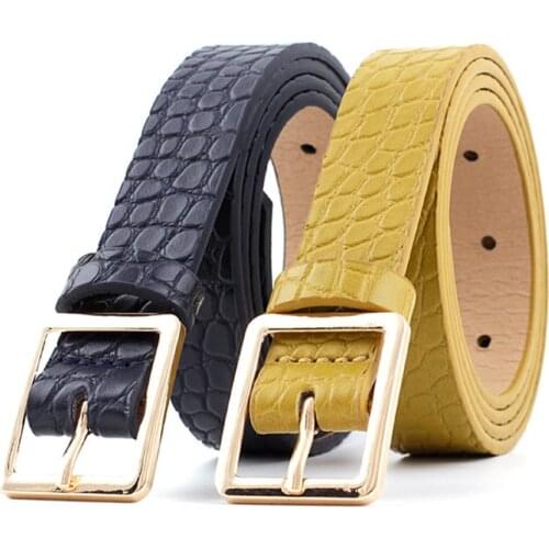 New Crocodile Pattern Belt Women Fashion Wild Decoration Ladies Square Buckle Jeans Dress Belt