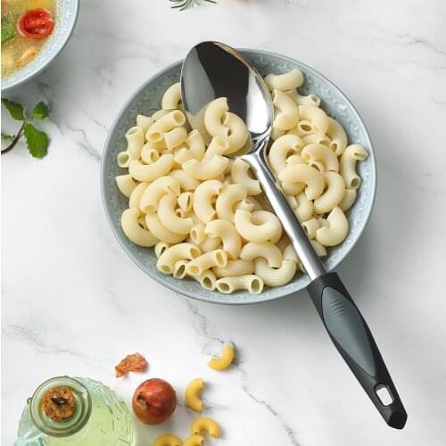 Seacreating Kitchen Pasta Server Durable Stainless Steel Pasta Spoon Server With Heat Resistant Handle Noodle Server Fork
