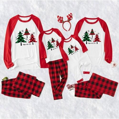 Mother Daughter Matching Family Outfits Christmas Tree Pajamas Set Two Picec Set Homewear Father Children Baby Sleepwear Clothes