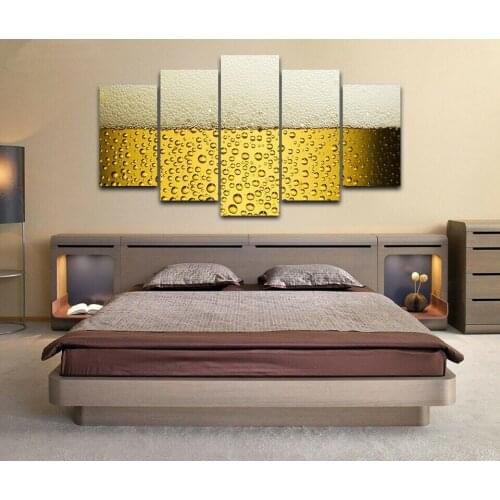 Glass Beer Foam Alcohol Fresh Poster 5 Pcs Modern Home Wall Decor Canvas Picture Art HD Print Painting On Canvas for Living Room