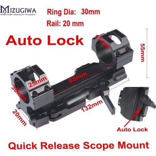MIZUGIWA Tactical HeavyDuty Dual Ring 30mm / 20mm Rail Quick Release Cantilever Weaver Forward Reach Scope Mount QD Cam Locks