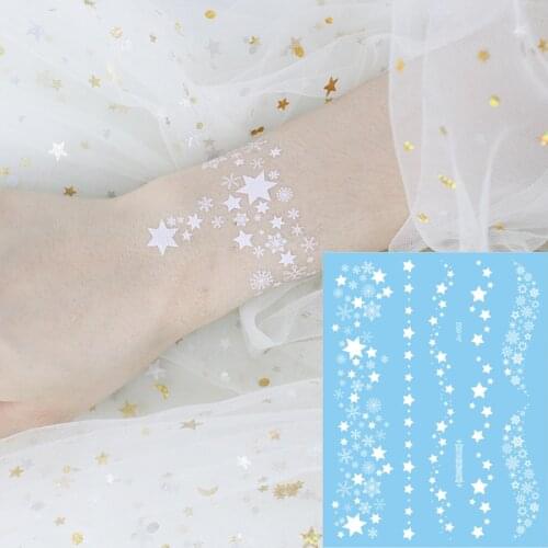 Face tattoo stickers waterproof freckles tattoos white stars moon tattoo lace bracelet Temporary tatoo sexy girl Eyebrow sticker