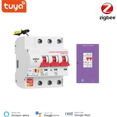 Tuya Zigbee MCB Smart Circuit Breaker 3P Smart Switch Overload ShortCircuit Protection SmartThings Alexa Compatible Zigbee MCB