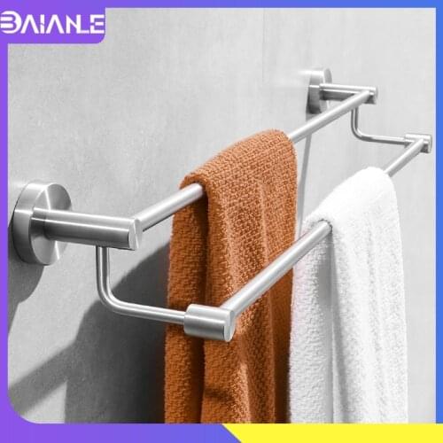 Towel Bar Brushed Stainless Steel Bathroom Towel Holder Wall Mounted Towel Rack Hanger Holder Storage Shelf Bathroom Accessories