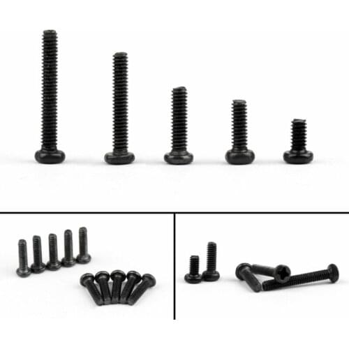 100 pcs Black round head screw cross carbon steel screw machine screw electronic small screw M1 M1.2 M1.4 M1.6 M1.7 M2 M2.5