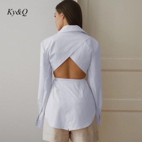 2021 Elegant Long Sleeve Back Hollow Out a Line Midi Shirt Dress Women Casual Black White Vintage Office Lady Solid Sashes Tuni