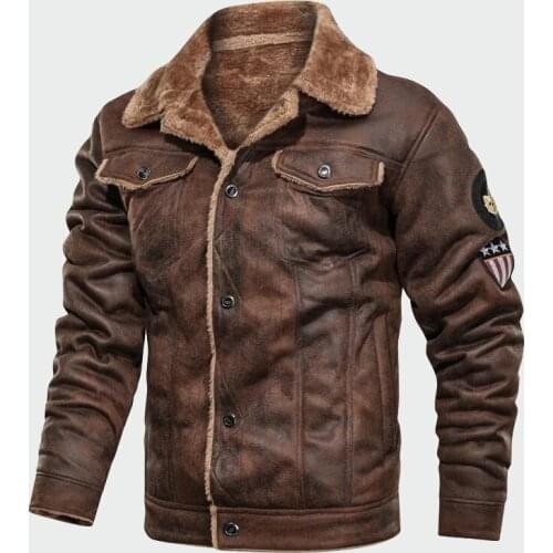 Winter Autumn Mens Coat FashionSuede Fur Lapel Motorcycle Biker Jacket Warm Thick Fleece Windproof Jackets EU Size Jacket LK069