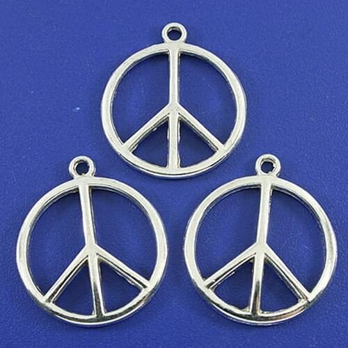 10pcs dark silver color/Gold color round 23mm Peace design pendant charms