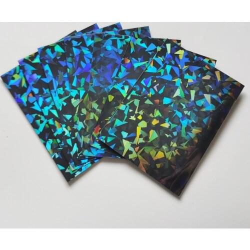 100PCS/LOT Protector Black Broken Gemstone Glass Laser Gaming Cover Film Holographic Korea Idol Photo Card Sleeves 66x91mm