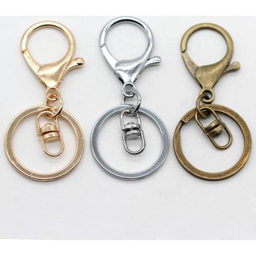 10p gold/silver/bronze plated metal 68mm long Key Chains Key Rings Round gold silver color Lobster Clasp Keychain