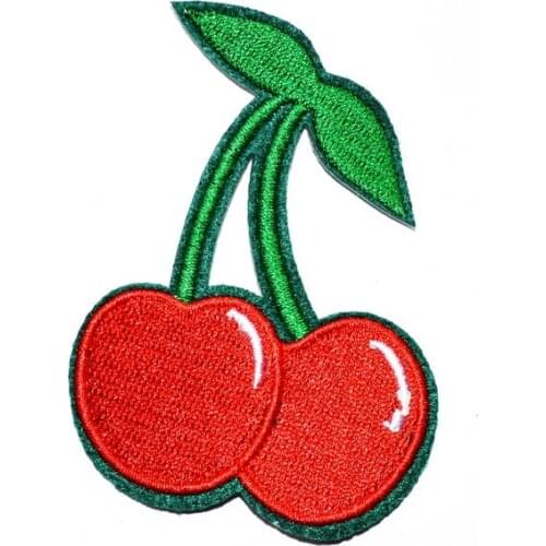 Red Cherry cherries retro gambling embroidered applique iron-on patch (Size is about 5.5 * 7.5 cm)