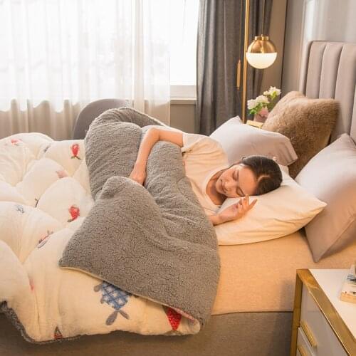 2020 Warm Winter comforter flower snow velvet berber fleece AB side thicken cashmere quilt Full Queen Lamb Down Fabric Filling