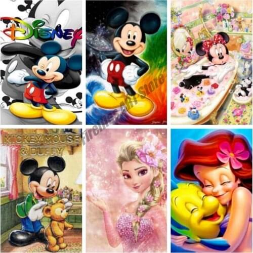 5D Square/Round Diamond Painting Disney Mickey Takes A Bath Room Decoration Diamond Embroidery Cross Stitch Kits Home Decor