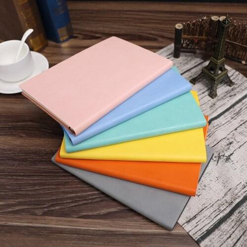 B5 A5 A6 Notebook Color Cover HandBook Soft Leather Notepad Student Stationery Supplies A5 Small Notebook Line Page