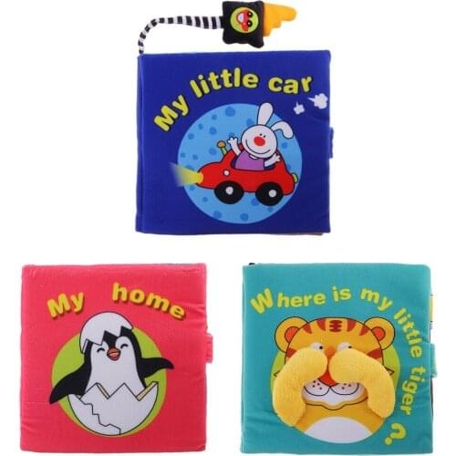 Baby Rattles Cute Cloth Book Catoon Animal Pattern Baby Kid Development Toy