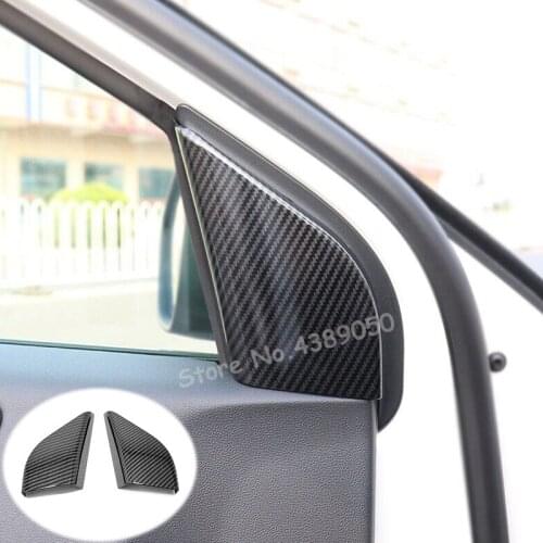 For Ford Focus 2019 ABS Carbon fibre Interior Car interior A-pillar Speaker horn ring Cover Trim Car Styling Accessories 2pcs