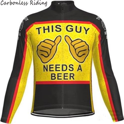 Cycling Jersey Long Sleeve This Guy Needs A Beer Quick Dry Breathable Bicycle Clothes MTB Jersey Ropa Ciclismo