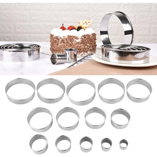 Stainless Steel Round Cookie Biscuit Cutter Molds Kit 14Pcs For Muffins Crumpets Assorted Size