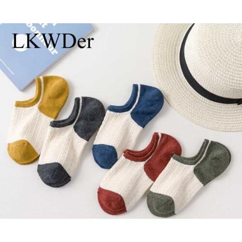LKWDer 5 Pairs 2020 Hot Style Cotton Womens Boat Socks Summer Mesh Socks Womens Breathable Sweat-Absorbent Cotton Socks Meias