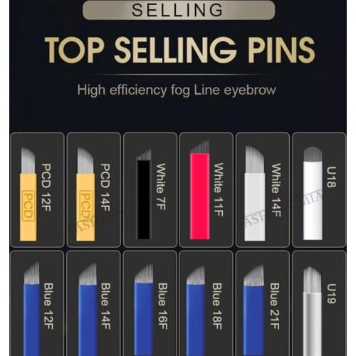 3D eyebrow tattoo Microblading Embroidery needle Permanent Makeup Needles blades 18U Nano for Eyebrow Tattoo Pen Professional