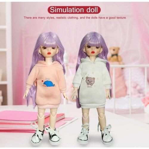 Cute Girl Dolls Handmade Adjustable Jointed Doll DIY Toys Cute Brown Blue Eyeball Dolls with Fashion Dress for Girls Toy